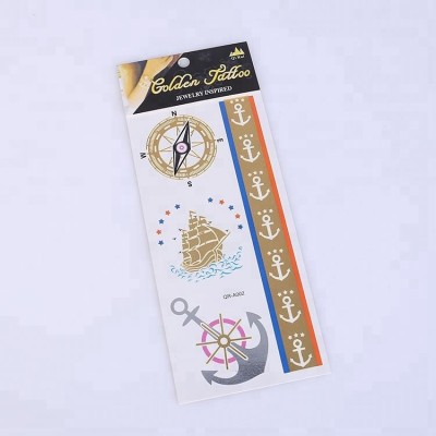 OEM Personalized Temporary Metallic Golden Flash Stickers Tattoo With High Quality