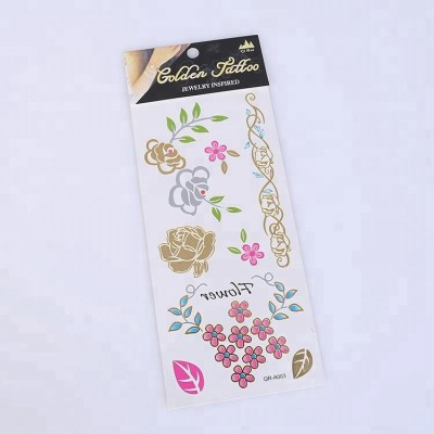 Temporary Tattoo Sticker Customized Metallic Tattoo and Package Free Sample