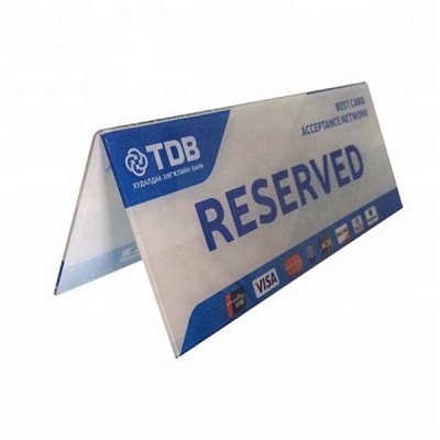 custom highly quality V shape acrylic tent card holder table sign