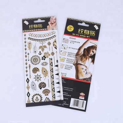 custom body temporary gold silver foil metallic flash tattoos