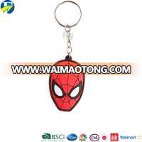 F J brand wholesale soft pvc keychain custom spiderman rubber key chain cartoon kids keyring